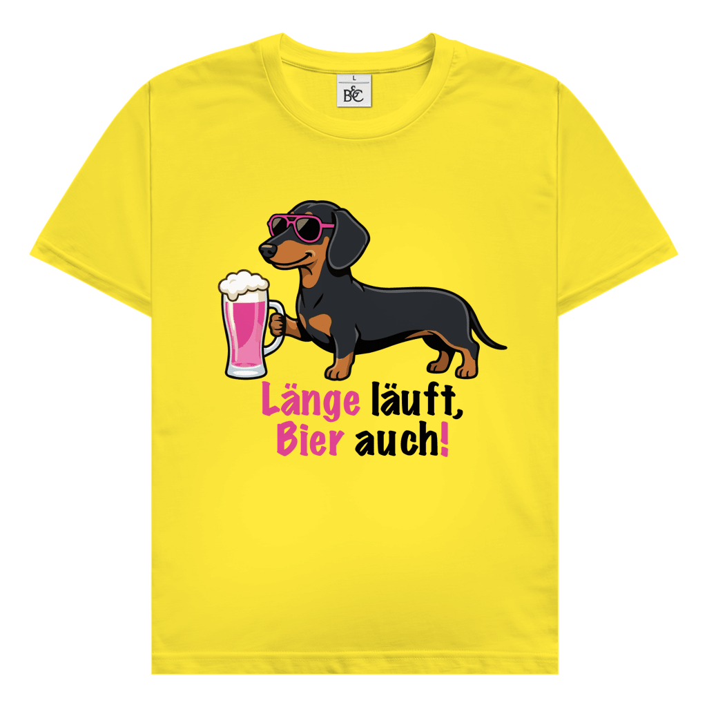 Dackel T-Shirt Ladys: Länge läuft, Bier auch!