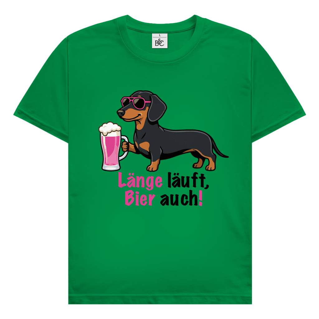 Dackel T-Shirt Ladys: Länge läuft, Bier auch!