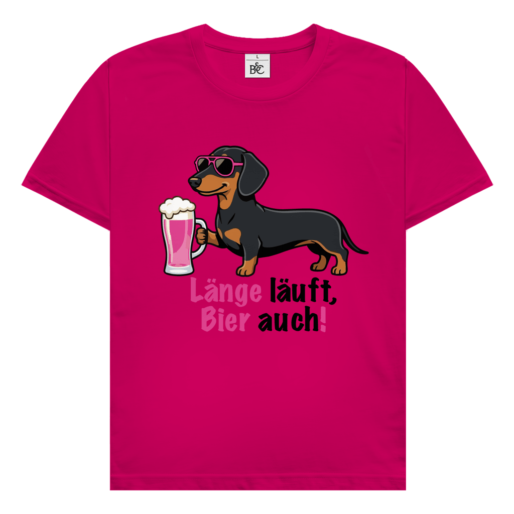 Dackel T-Shirt Ladys: Länge läuft, Bier auch!