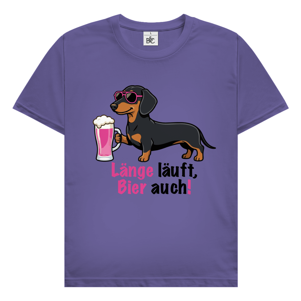 Dackel T-Shirt Ladys: Länge läuft, Bier auch!