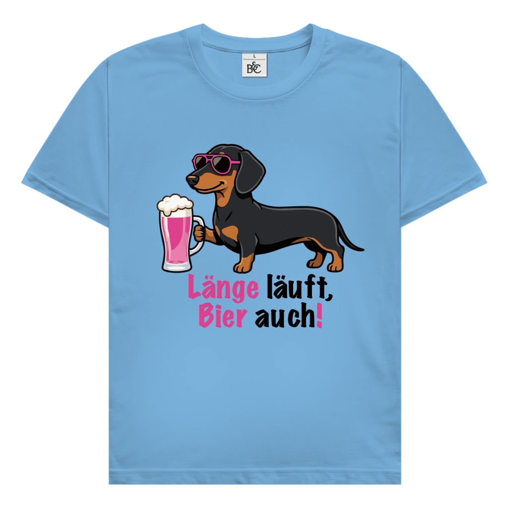 Dackel T-Shirt Ladys: Länge läuft, Bier auch!