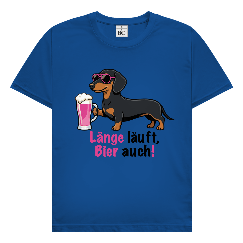 Dackel T-Shirt Ladys: Länge läuft, Bier auch!