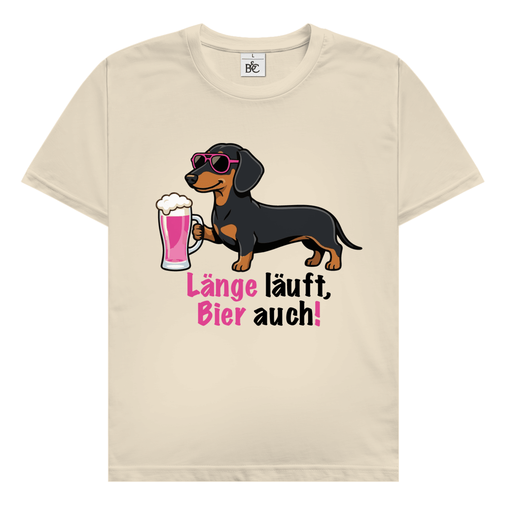 Dackel T-Shirt Ladys: Länge läuft, Bier auch!