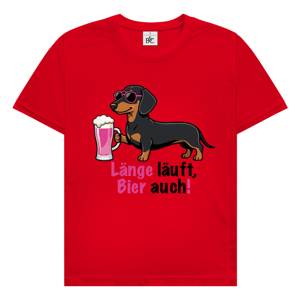 Dackel T-Shirt Ladys: Länge läuft, Bier auch!
