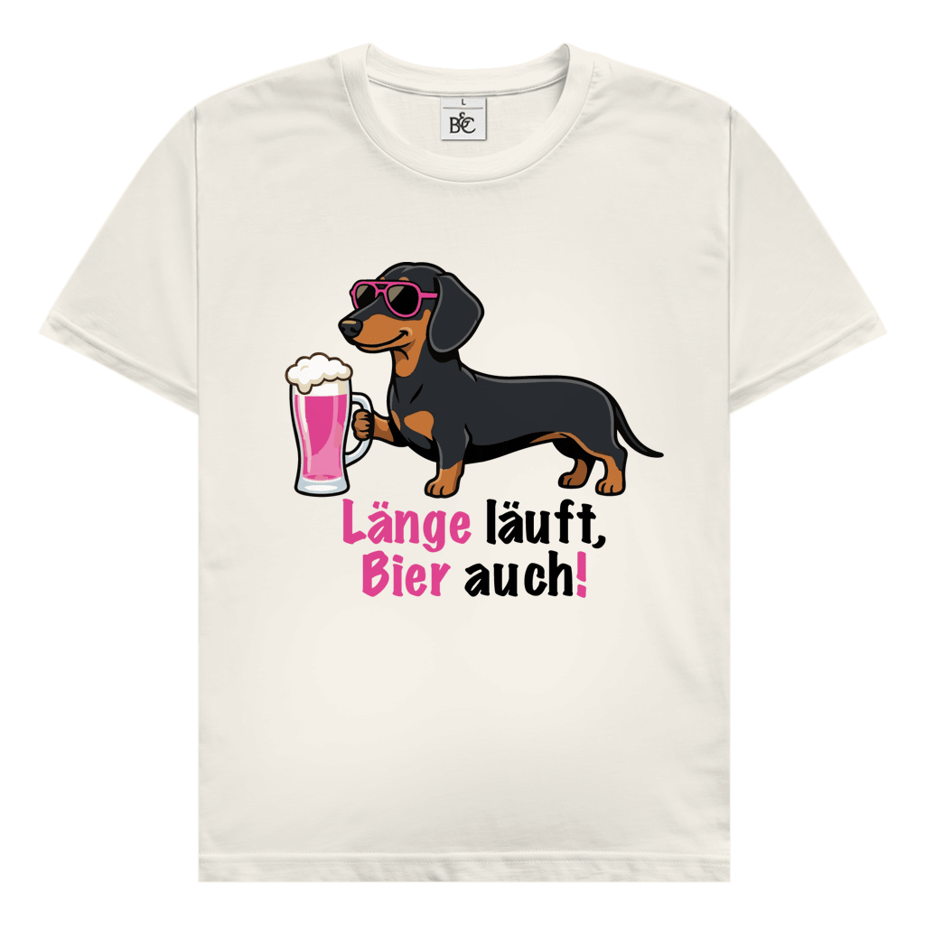 Dackel T-Shirt Ladys: Länge läuft, Bier auch!