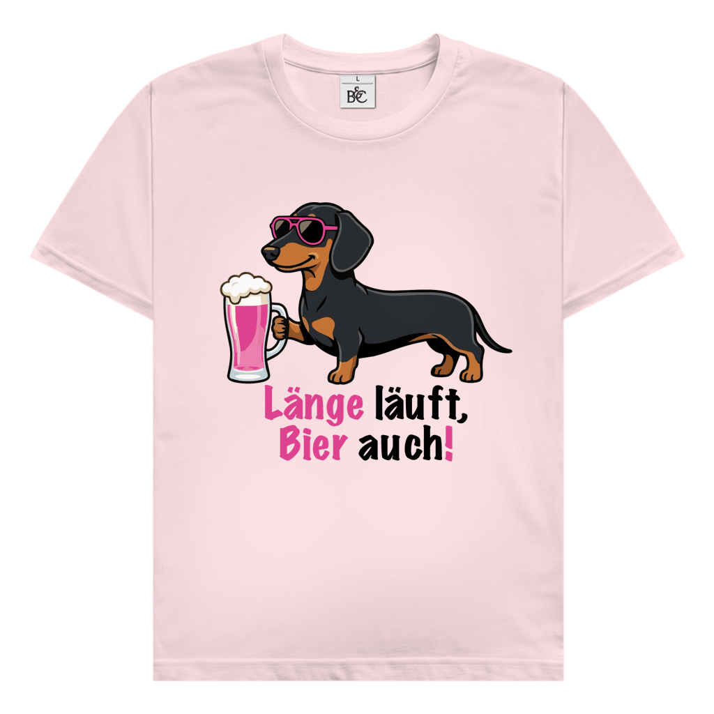 Dackel T-Shirt Ladys: Länge läuft, Bier auch!